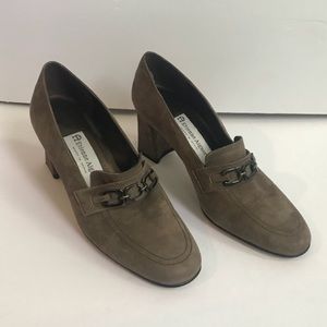Etienne Aigner Suede Chain Link Heeled Loafer